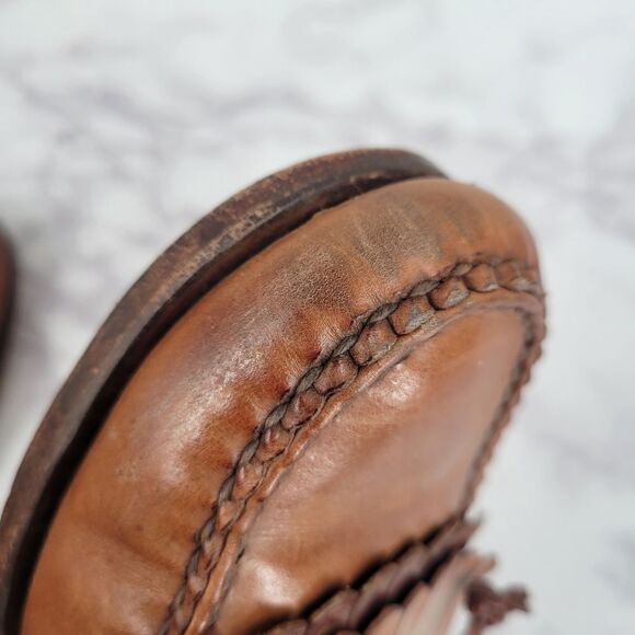Allen Edmonds Woodstock Light Brown Loafers Boat Shoes Kiltie Fringe Fisherman main image 8